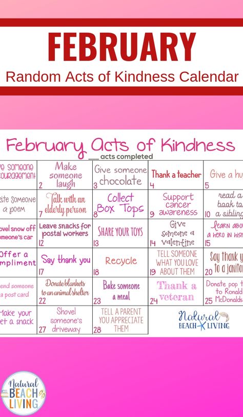 This February Random Acts of Kindness Calendar is perfect. You can use this calendar to help celebrate random acts of kindness week. Find Random Acts of Kindness Ideas and Acts of Kindness for Kids, Spread kindness around your community with a Free monthly Kindness calendar. #kindness #randomactsofkindness Acts Of Kindness Calendar, Acts Of Kindness For Kids, Random Acts Of Kindness Ideas, Kindness Calendar, Acts Of Kindness Ideas, Kindness For Kids, Community Service Ideas, Kindness Week, Kindness Ideas