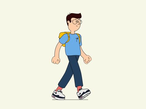 Airmax_dude_walkcycle-Final-DEF by Remy van der Winden Walking Cartoon Animation, Characters For Animation, Animation Walk Cycle, Walking Cartoon, Walking Gif, Walking Animation, 2d Character Animation, Scooby Doo Images, Boy Walking