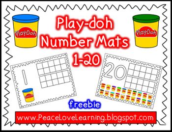 Free Play-doh Number Mats 1-20 Playdoh Number Mats, Kinder Math Centers, Math Centers Kindergarten, Math Number Sense, Prek Math, Kindergarten Fun, Kindergarten Centers, Math Work, Ten Frames