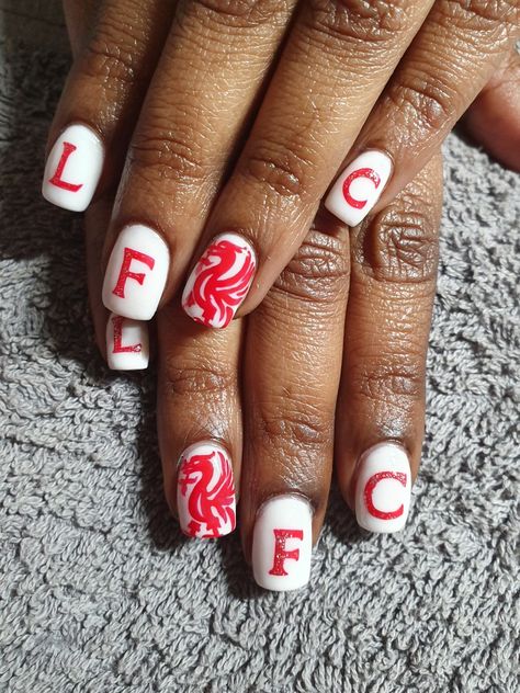 Done for the champions league Liverpool Nails, Liverpool Fc, Liverpool, Acrylic Nails, Nail Designs, Nail Art, Nails, Design, Art