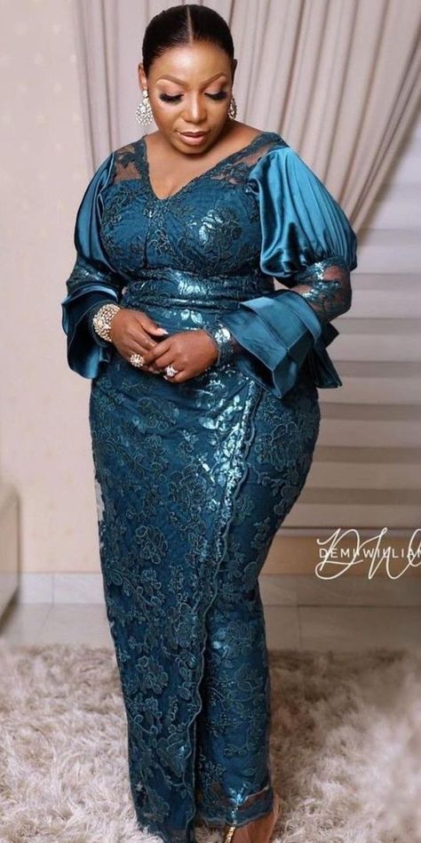 Fashionable Sleeves, Green Mermaid Prom Dress, Nigerian Lace Styles Dress, Nigerian Lace Styles, Plus Zise, Dress Engagement, Lace Gown Styles, African Print Dress Designs, Lace Dress Styles