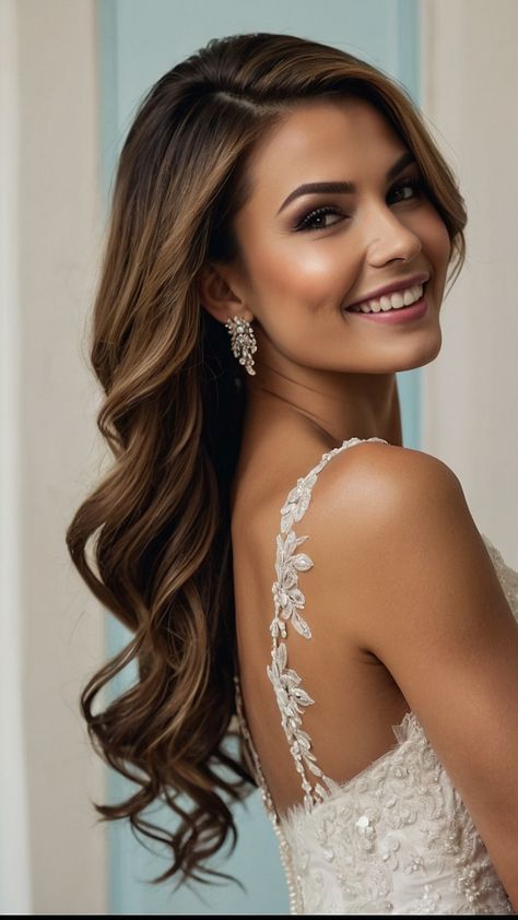 Elevate your bridal look with these stunning bridesmaid hairstyles for long hair From elegant updos to simple half-up half-down styles embrace the beauty of brunette locks with side-swept loose curls or chic updo curls Perfect for weddings these easy boho-inspired looks include a beautiful half-up half-down braid Achieve a gorgeous and effortlessly chic hairstyle for your special day Bridal Hair Down Curls, Hair Down Curls, Updo Curls, Bridesmaid Hairstyles For Long Hair, Bridesmaid Hairstyle, Chic Updo, Event Hairstyles, Bridal Hair Down, Chic Hairstyle