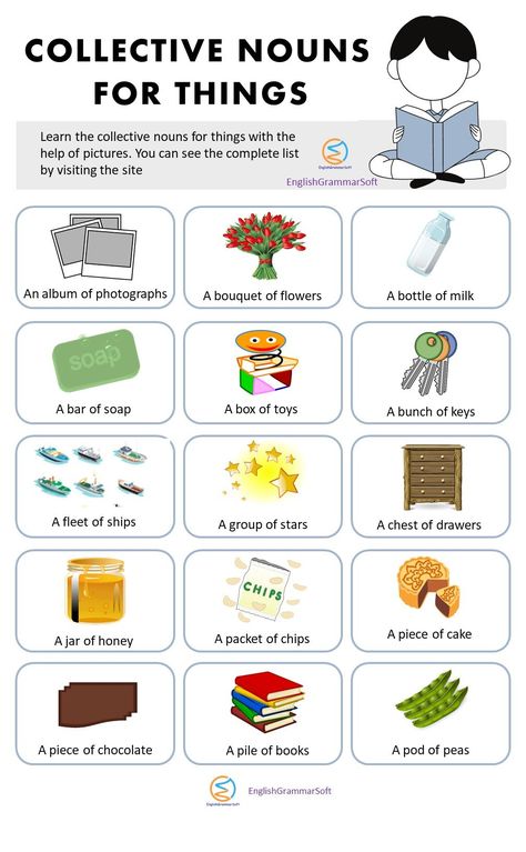 Collective Nouns for Things with Pictures Collective Nouns Activities, Nouns For Kids, Collective Nouns Worksheet, Kids Learning Charts, Congratulations Wishes, English Grammar Test, Nouns Activities, Nouns Worksheet, English Activities For Kids