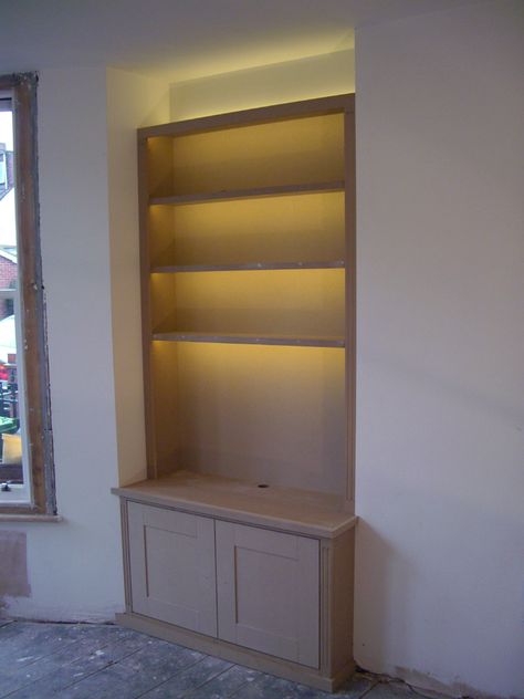 Shelves Alcove, Alcove Lighting, Alcove Ideas Living Room, Alcove Shelves, Alcove Storage, Alcove Cabinets, Alcove Cupboards, Alcove Shelving, Mdf Furniture