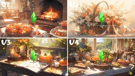 Sims 4 Loading Screen, Aesthetic Thanksgiving, Sims 4 Aesthetic, Sims 4 Cas Background, 4 Aesthetic, Loading Screen, Thanksgiving Theme, Sims 4 Cc Furniture, Sims 4 Cas