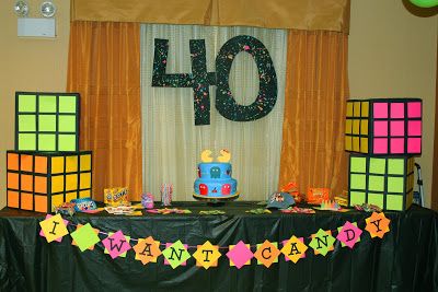 80s Candy Table, 80s Candy, 40th Party Ideas, Party Candy Bar, Husband 40th Birthday, 80s Wedding, 80s Birthday Parties, 1980s Party, Candy Bar Party