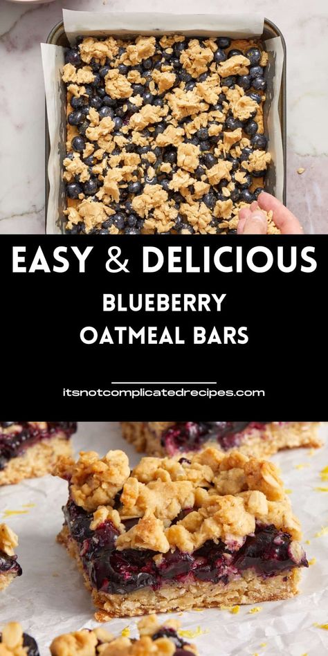 Easy Oatmeal Bars, Oatmeal Crust, Oatmeal Bars Healthy, Cranberry Cookies Recipes, Oatmeal Bars Recipes, Blueberry Bars, Oatmeal Breakfast Bars, Cinnamon Crumble, Blueberry Crisp