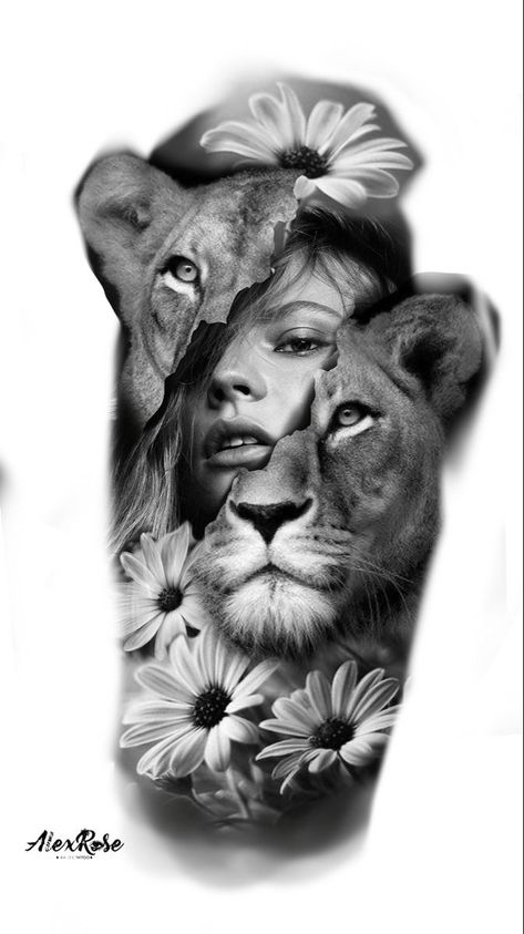 Realism Tattoo Sleeve Women, Leona Tattoo, Tattoo Lioness, Realism Tattoo Sleeve, Tattoo Sleeve Women, Alex Rose, Lioness Tattoo Design, Lion Art Tattoo, Big Cat Tattoo