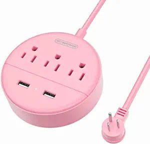 Cute Extension Cord, Yearbook Classroom, Wall Nightstand, Floor Outlet, Tangled Wires, Outlet Extender, Pink Room Decor, Usb Design, Pink Office