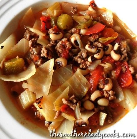 Cabbage Soup Crockpot, Cabbage Soup Diet Plan, Black Eyed Pea Soup, New Years Day Meal, Cabbage Soup Diet Recipe, Cabbage Roll Casserole, The Southern Lady Cooks, Southern Lady Cooks, Black Eyed Pea