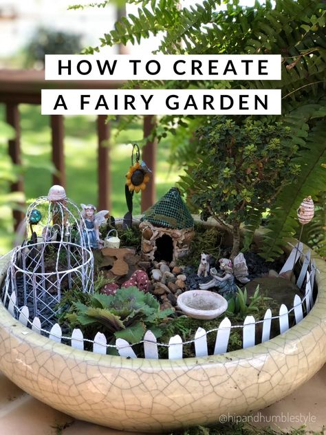 How To Create A Fairy Garden * Hip & Humble Style make your own fairy garden, garden ideas for kids, make your own fairy garden #hipandhumblestyle #fairygardenideas Fairy Stump, Stump House, Gravel Gardens, Fairies Garden, Fairy Garden Kit, Crafty Decor, Fairy Garden Designs, Video Garden, Miniature Gardens