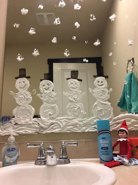 Elf Mirror Selfie, Elf Yourself Mirror, Elf On The Shelf Mirror Ideas, Elf Mirror, Mens Shaving Cream, Bathroom Mirror Ideas, Elf Ideas Easy, Elf Yourself, Elf Activities