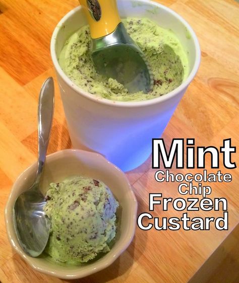 Mint Chocolate Chip Frozen Custard | Cut the Wheat, Ditch the Sugar | Bloglovin’ Frozen Custard Recipes, Ice Cream Mint, Diet Types, Low Carb Ice Cream, Mint Chocolate Chip, Frozen Custard, Keto Ice Cream, Custard Recipes, Low Carb Treats