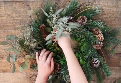 Upgrade Store Bought Wreath, Cheap Christmas Wreaths, Decorate After Christmas, Small Boxwood Wreath, Cheap Wreaths, Plain Wreaths, Faux Wreath, Winter Wreath Diy, Evergreen Wreath