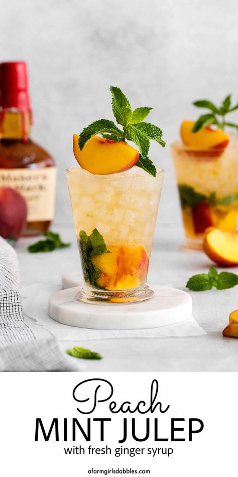 Peach Mint Julep Recipe, Peach Cocktail Recipe, Mint Julep Cocktail, Bourbon Cocktail Recipe, Mint Julep Recipe, Mint Cocktails, Peach Vodka, Peach Cocktail, Summer Drinks Alcohol