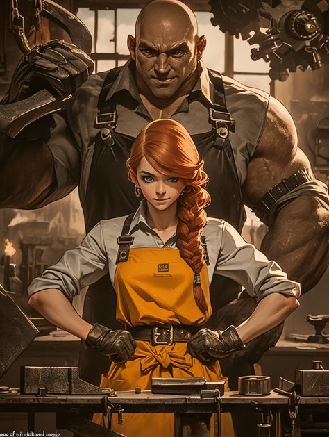 Blacksmith (Building) —day 4 Modern Day Dnd Characters, Dnd Blacksmith Shop, Blacksmith Outfit, Dnd Blacksmith, Blacksmith Building, Oneshot Ideas, Female Blacksmith, Fantasy Ocs, Npc Rpg