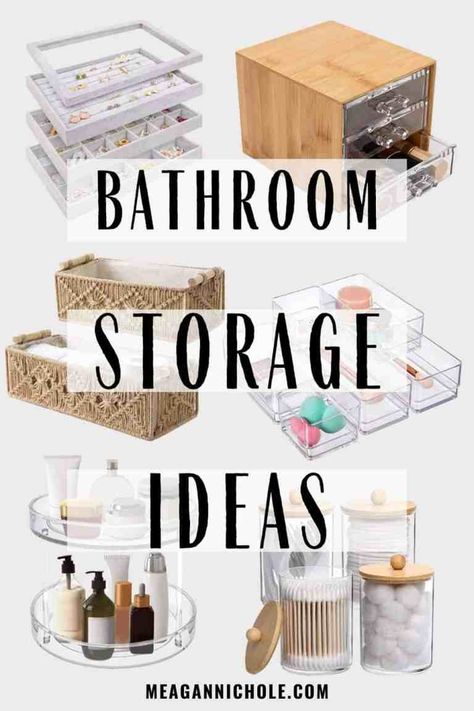 Extra Small Bathroom Storage Ideas, Bathroom Vanity Storage Countertops, Small Bathroom Countertop Organization, Small Bathroom Countertop, Bathroom Counter Storage, Creative Bathroom Storage Ideas, Ideas For Bathrooms, Bathroom Countertop Storage, Clever Bathroom Storage