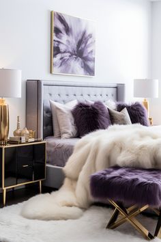 Purple Adult Bedroom, Purple Bedroom Decor, Bedroom 2024, Boho Bedroom Design, Guest Bedroom Design, Purple Bedrooms, Glam Bedroom, Guest Bedroom Decor, Classy Bedroom