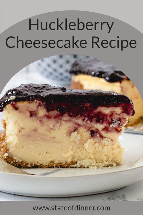 Huckleberry Cheesecake Recipe, Dense Cheesecake, Huckleberry Cheesecake, Huckleberry Recipes, Huckleberry Jam, Blueberry Desserts Recipes, Berry Cobbler, Blueberry Desserts, How To Make Cheesecake