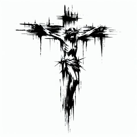 Sketch "Marca Del Sacrificio" Tattoo Design | TattooCanvas.com Jesus Cross Tattoo, Tattoo For Back, Jesus Tattoo Ideas, Cross Tattoos For Men, Acab Tattoo, Jesus Tattoos, Tattoo Jesus, Unique Cross Tattoos, Spiritual Svg