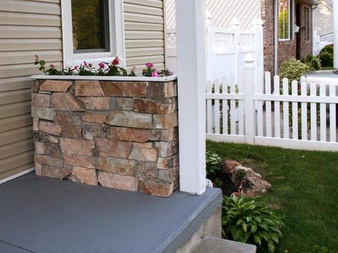 Dress up your porch or patio with a stone planter box. Full instructions >> http://www.hgtv.com/design/make-and-celebrate/handmade/how-to-build-a-stone-planter?soc=pinterest Diy Stone Planter Boxes, Patio Pavers Diy, Stone Planter Boxes, Backyard Patio Pavers, Diy Planter Boxes, Pavers Diy, Diy Patio Pavers, Stone Planter, Planter Wall