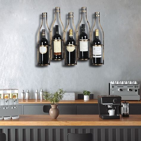 Wine Wall Display, Modern Wine Storage, Small Wine Racks, Rolled Towels, Iron Wine Rack, Wine Bottle Display, Mounted Wine Rack, Wine Bottle Wall, Hanging Wine Rack