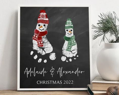 Baby Christmas Crafts, Baby Footprint Art, Snowman Art, Footprint Crafts, Baby Art Projects, Footprint Art, Handprint Crafts, Tree Ideas, Holiday Projects