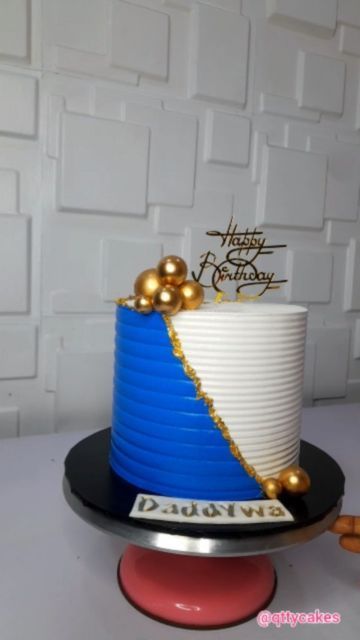 Royal Blue Cakes For Men, Butter Cream Cake Design For Men, Blue And White Cake For Men, Blue Cakes For Men, Blue Birthday Cake For Men, Blue Cake Ideas For Men, Modern Birthday Cakes For Men, Royal Blue Cake, Turquoise Cake