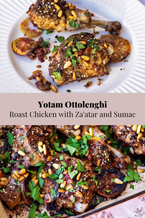 Roast Chicken with Za'atar and Sumac by Ottolenghi Ottolenghi Recipes Chicken, Ottolenghi Chicken Recipes, Sumac Roasted Chicken, Zataar Roasted Chicken, Chicken Sumac Recipe, Ottolenghi Chicken, Zatar Recipes, Sumac Chicken, Zaatar Chicken