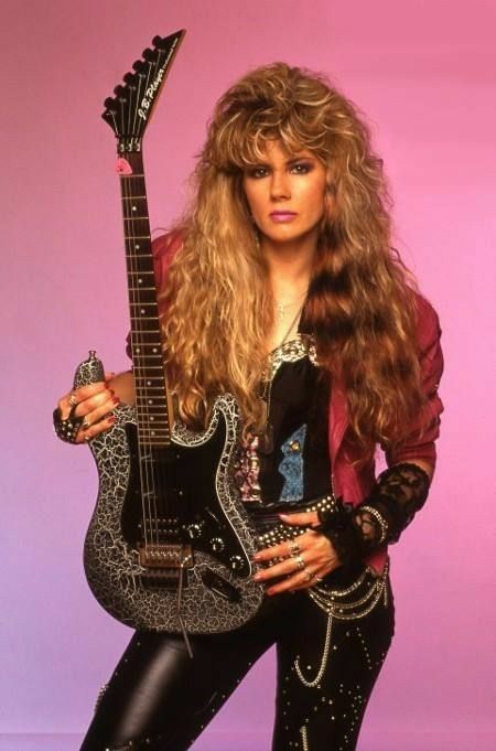 Jan Kuehnemund Died- Oct 10, 2013 Vixen guitarist Janet Gardner, Jan Kuehnemund, 80s Rock Fashion, Holding A Guitar, Female Guitarists, 80s Glam Rock, 80s Hair Metal, Hair Metal Bands, Rock And Roll Girl