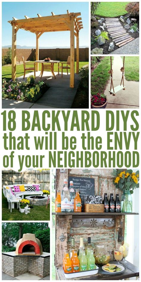 18 Backyard DIYs That Are the Envy of Your Neighborhood Backyard Diy Ideas, Diy Patio Ideas, Diy Backyard Ideas, Backyard Design Ideas Budget, Easy Backyard, Backyard Diy, Diy Backyard Landscaping, Patio Diy, Backyard Diy Projects