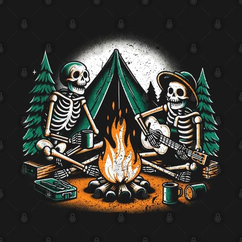 Check out this awesome 'Vintage+Ghost+and+Skeleton+by+Fire+Camping+Gothic+Halloween' design on @TeePublic!