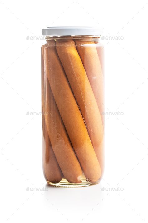 Fresh frankfurter sausages in jar. by jirkaejc. Fresh frankfurter sausages in jar isolated on white background. #Sponsored #sausages, #jar, #Fresh, #frankfurter Sausages, Hot Dogs, Art Ideas, Graphic Art, White Background, Grilling, Snacks, White, Art