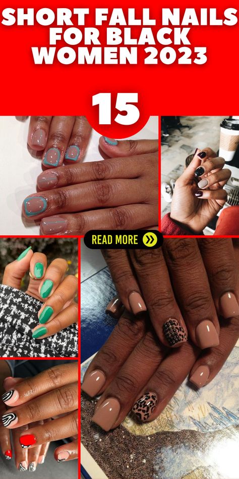 Embrace the fall vibes with trendy short nails for black women in 2023. Experiment with acrylic designs and get inspired by classy and elegant manicure ideas. Try gel nails in shades perfect for the autumn season, such as pink, white, or red. Consider French tip acrylic designs for a timeless look or go for a natural and professional vibe with nude or natural acrylic nails. Rock the chic and stylish almond shape for an on-trend statement. Short Fall Nails Black Women, Fall Nail Designs Autumn Classy Short, Short Fall Nails 2023 Trends, Short Nails Ideas Black Women, Fall Season Nails Short, Short Natural Nails Manicures, Short Nails For Black Women, Acrylic Nails For Black Women, Fall Nail Designs Autumn Classy Almond