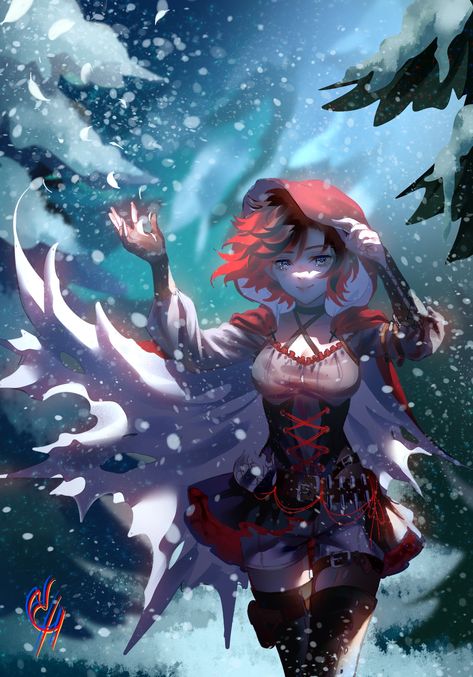 Rwby Grimm, Ruby Rose Rwby, Rwby Jaune, Rwby Wallpaper, Frilled Skirt, Gradient Hair, Grey Eyes, Rwby Characters, Rwby Comic