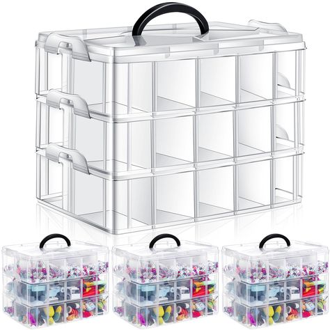 PRICES MAY VARY. Good Organization and Space Efficiency: constructed from quality plastic, these jewelry making organizers and storage are a handy craftsman's asset; They come in a clear color, granting clear visibility of the stored items; The package includes 4 jewelry making organizers, each of which boasts 3 layers of storage with 30 independent adjustable compartments; The ample space accommodates not only jewelry but can also neatly tuck away cosmetics, school supplies, spool, sewing threa Jewelry Making Storage Ideas, Space Efficiency, Craft Storage Organization, Bday Gifts, Bead Studio, Dollar Store Diy Projects, School Supplies Organization, Organize Craft Supplies, Sewing Supplies Storage