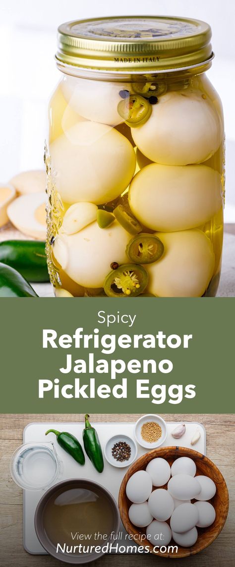 Spicy Jalapeno Pickled Eggs (These Are So Addictive!) - Nurtured Homes Hot Pickled Eggs, Jalapeno Pickled, Pickling Veggies, Best Pickled Eggs, Spicy Pickled Eggs, Beet Eggs, Picked Eggs, Pickled Quail Eggs, Pickled Eggs Recipe