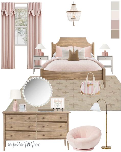 Restoration Hardware Girls Bedroom, Girls Full Size Bed Ideas, Queen Bed Girls Bedroom, Rh Teen Bedroom Girl, Soft Pink Girls Room, Dusty Pink Girls Bedroom, Guess Room, Girls Bedroom Sets, Teen Rooms