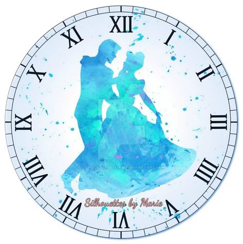 Watercolor Clock, Cinderella Prince Charming, Cinderella And Prince, Cinderella Art, Aladdin Princess, Cinderella Prince, Cinderella Birthday Party, Cinderella And Prince Charming, Cinderella Party