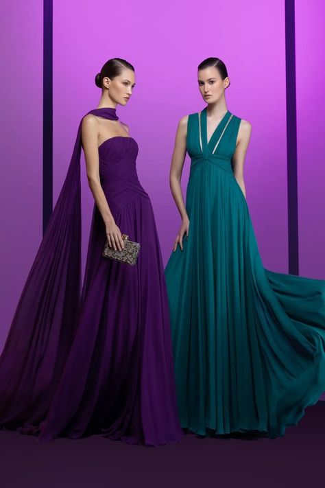 Vintage Formal Dresses Long Classy, Purple Gown, Pre Fall 2023, Ellie Saab, Elie Saab Fall, Dream Fashion, Boutique Couture, Lingerie Dress, Dinner Dress