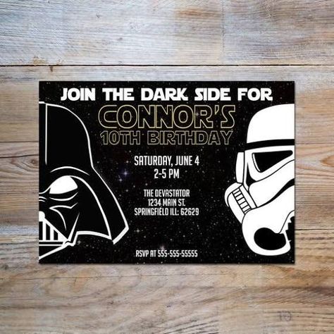 Star Wars Dark Side Birthday Party Invitation | Google Shopping Darth Vader Birthday Party, Kids Movie Party, Darth Vader Party, Star Wars Themed Birthday Party, Game Of Thrones Birthday, Star Wars Dark Side, Star Wars Printables, Star Wars Theme Party, Star Wars Invitations