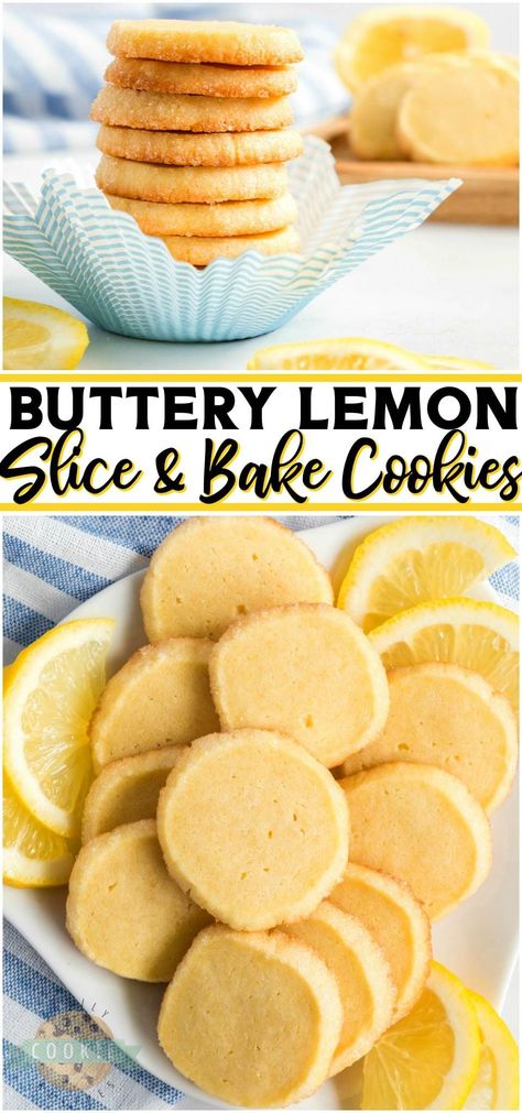 Easy Freezer Cookies, Lemon Butter Shortbread Cookies, Lemon Ice Box Cookies, Lemon Cheesecake Cookies, Lemon Gifts, Press Cookies, Delicate Desserts, Slice And Bake Cookies, Freezer Cookies