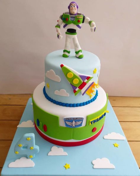 15 Buzz Lightyear Cake Ideas | The Bestest Ever! Buzz Lightyear 3rd Birthday Cake, Two Year Old Buzz Lightyear Party, Buzz Cake Lightyear, Pastel Buzz Lightyear, Toy Story Cake Ideas, Buzz Party, Buzz Lightyear Cake, Lightyear Cake, Lightyear Party