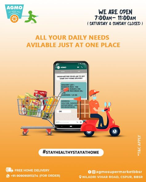 Store Timing Grocery Home Delivery Creative Ads, Online Grocery Shopping Creative Ads, Supermarket Poster Design Grocery Store, Grocery Delivery Poster, Grocery Store Creative Ads, Order Online Creative Ads, Home Delivery Creative Ads, Online Grocery Ads, Supermarket Advertising