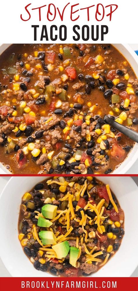 Stovetop Taco Soup, Taco Soup Recipe Easy, Roasted Broccoli Recipe, Easy Taco Soup, Taco Soup Recipe, Stove Top Recipes, Slow Cooker Tacos, Easy Chicken Dinner Recipes, Homemade Tacos