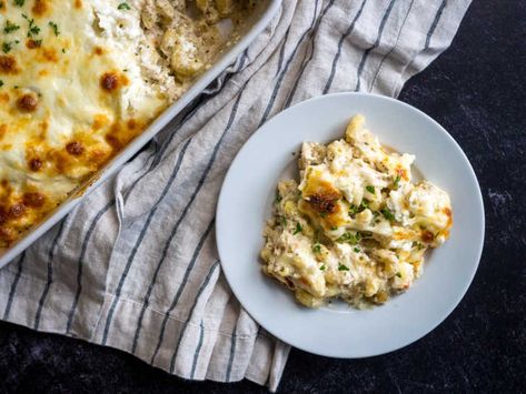 Chicken Alfredo Bake - Flavor Fusion Million Dollar Chicken, Alfredo Bake, Chicken Alfredo Bake, Carlsbad Cravings, Rustic Autumn, Pasta Casserole, Chicken Meals, 12 Tomatoes, Gooey Cheese