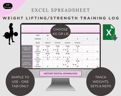 Female Weight Lifting Routine, Workout Spreadsheet, Strength Training Calendar, Workout Progress Tracker, Women’s Weight Lifting Routine, Gym Planner, Excel Spreadsheets Templates, Weight Tracker, Tired Of Trying