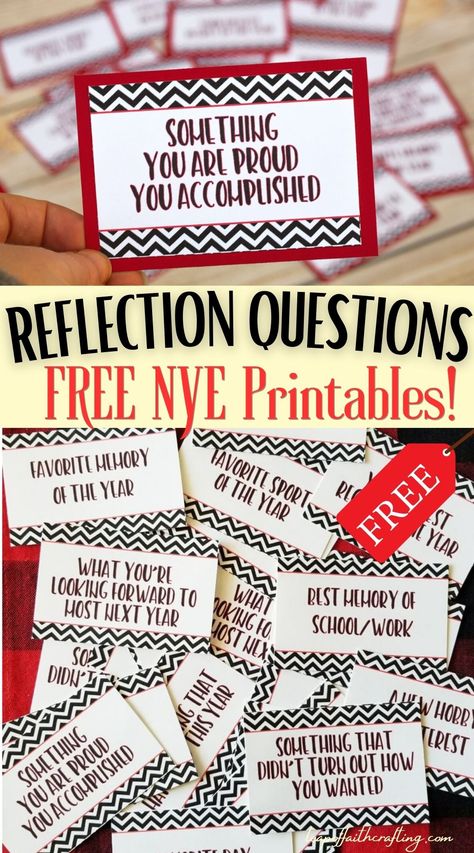 Get everyone reflecting on the past year with these New Years printables. New Year reflection questions make a perfect NYE game! New Year Reflection Questions, New Years Printables, Year Reflection Questions, New Year Reflection, Reflecting On The Past Year, Funny Conversation Starters, Family Conversation Starters, Printable Holiday Tags, Year Reflection