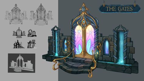 Fantasy Gate, Crazy Architecture, Ttrpg Map, Fantasy Reference, Castle Doors, Fantasy Architecture, Fantasy World Map, Ancient Temple, 3d Environment