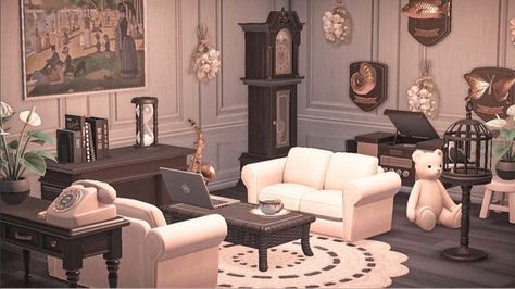 Acnh Cottagecore Living Room, Acnh Living Rooms Ideas, Cottagecore Living Room, Cottagecore Living, Home Gym Design Garage, Animal Crossing Wild World, New Animal Crossing, Home Design Living Room, Living Design